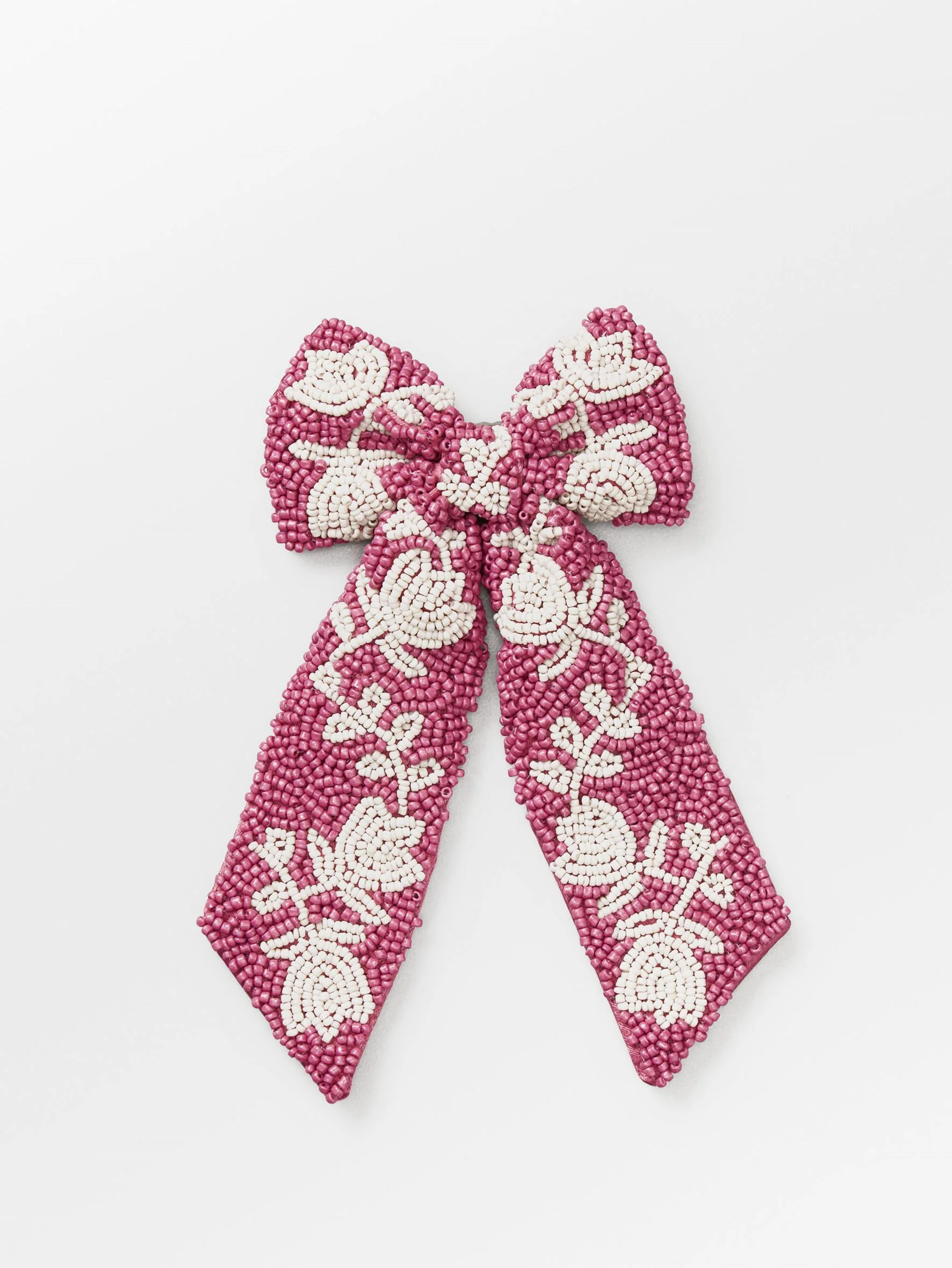 Dotted Flora Beaded Bow Clip